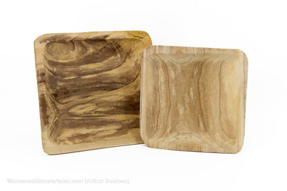 SCHAAL VIERKANT 35X35X5CM PAULOWNIA NATUREL - bloemschikmaterialen.com