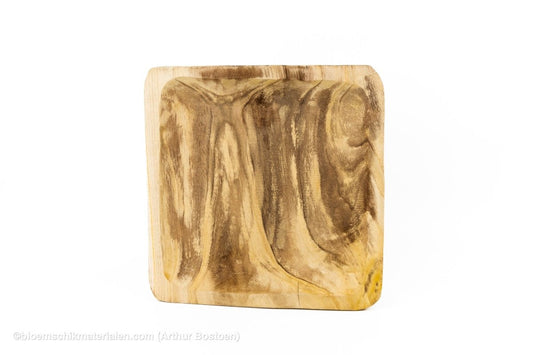 SCHAAL VIERKANT 35X35X5CM PAULOWNIA NATUREL - bloemschikmaterialen.com