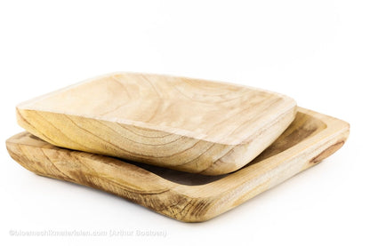 SCHAAL VIERKANT 35X35X5CM PAULOWNIA NATUREL - bloemschikmaterialen.com