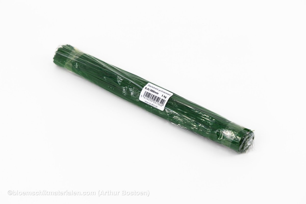 STEEKDRAAD GROENGELAKT 0.4X300mm (1KG) - bloemschikmaterialen.com