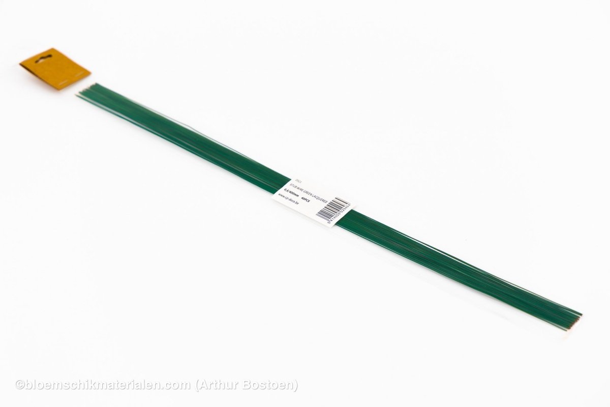 STEEKDRAAD GROENGELAKT 0.6X400mm (40 stuks) - bloemschikmaterialen.com