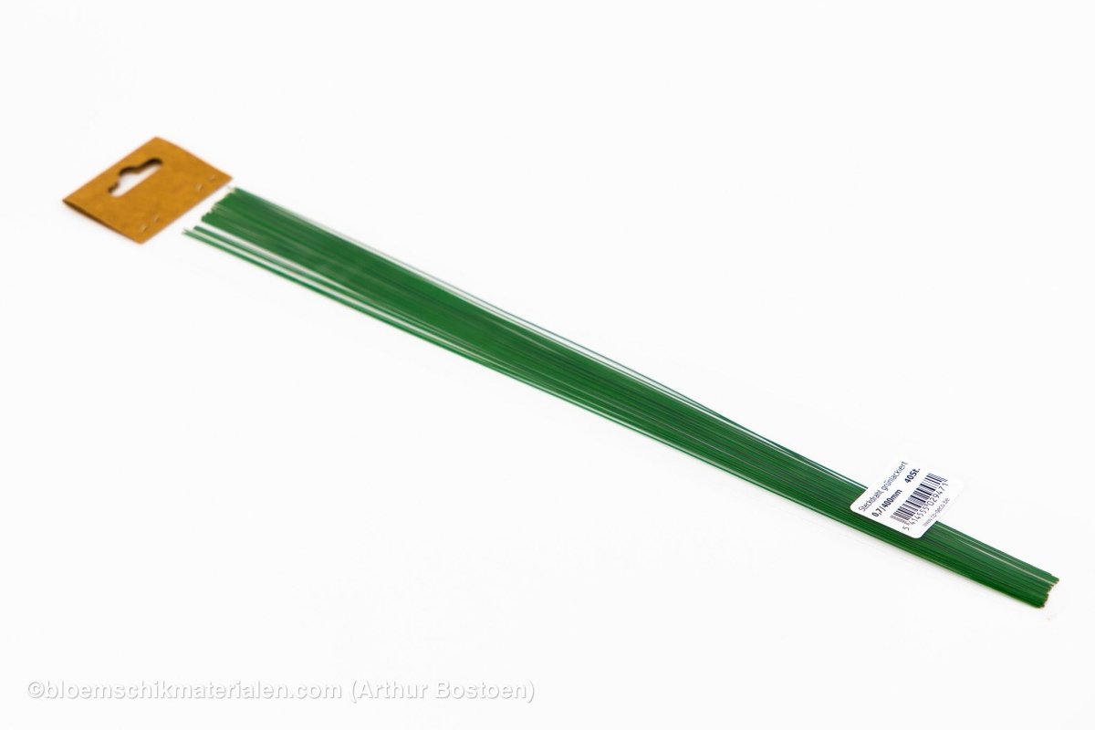 STEEKDRAAD GROENGELAKT 0.7X400mm (40 stuks) - bloemschikmaterialen.com