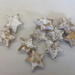 Cocosnoot sterren 5 cm wit met touch of gold (10 st)