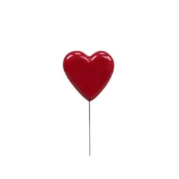 hart rood op stok 4 cm - 24 stuks